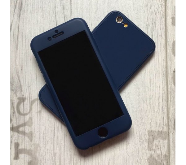 360° kryt silikónový iPhone 6/6S - modrý (Dark blue)